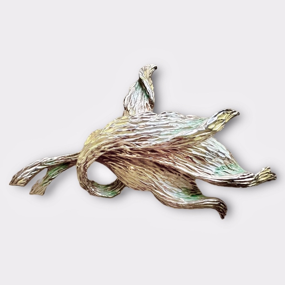 Vintage Ledo Gold Tone Yellow and Green Tipped Leaf Pin